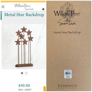 NWT Willow Tree Metal Star Backdrop